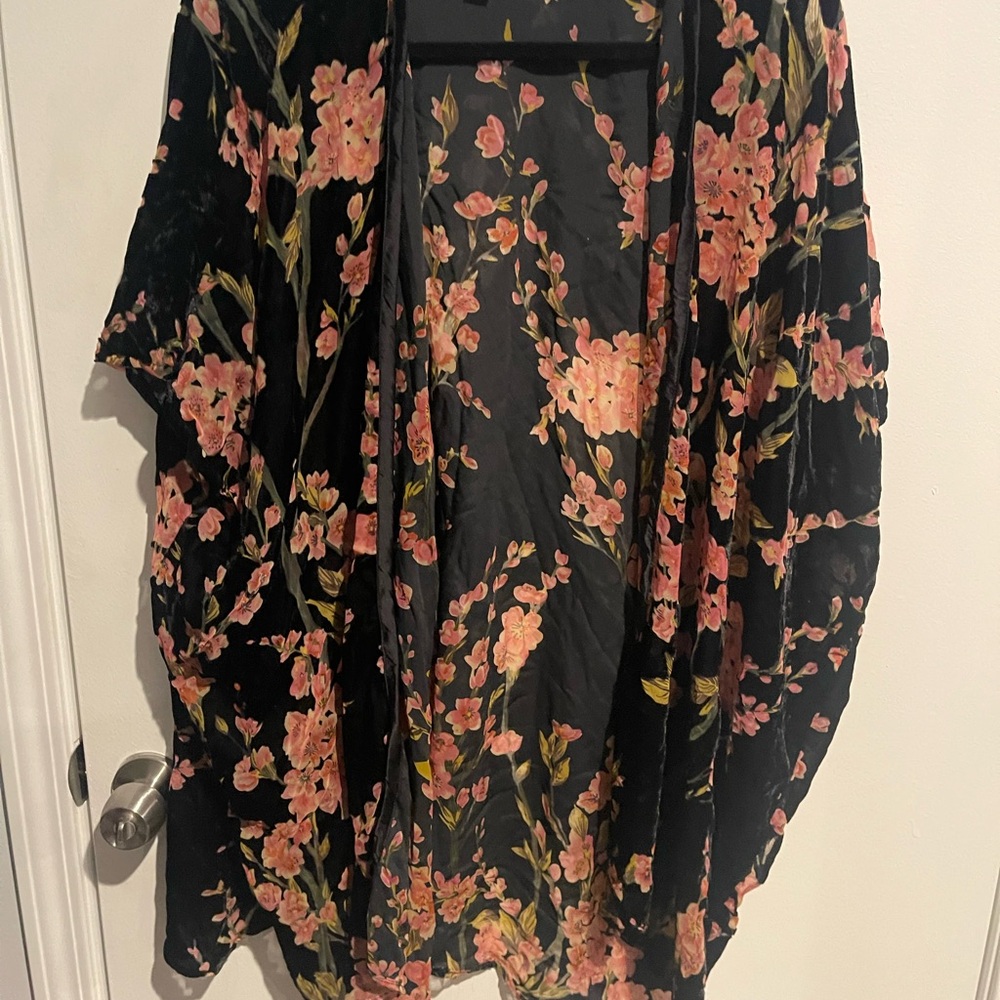 Floral Kimono with Pink and Green Accents